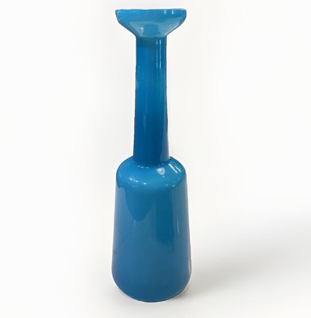Holmegaard Otto Bauer Kastrup Tall Aqua Blue Vase 17.5 Inches